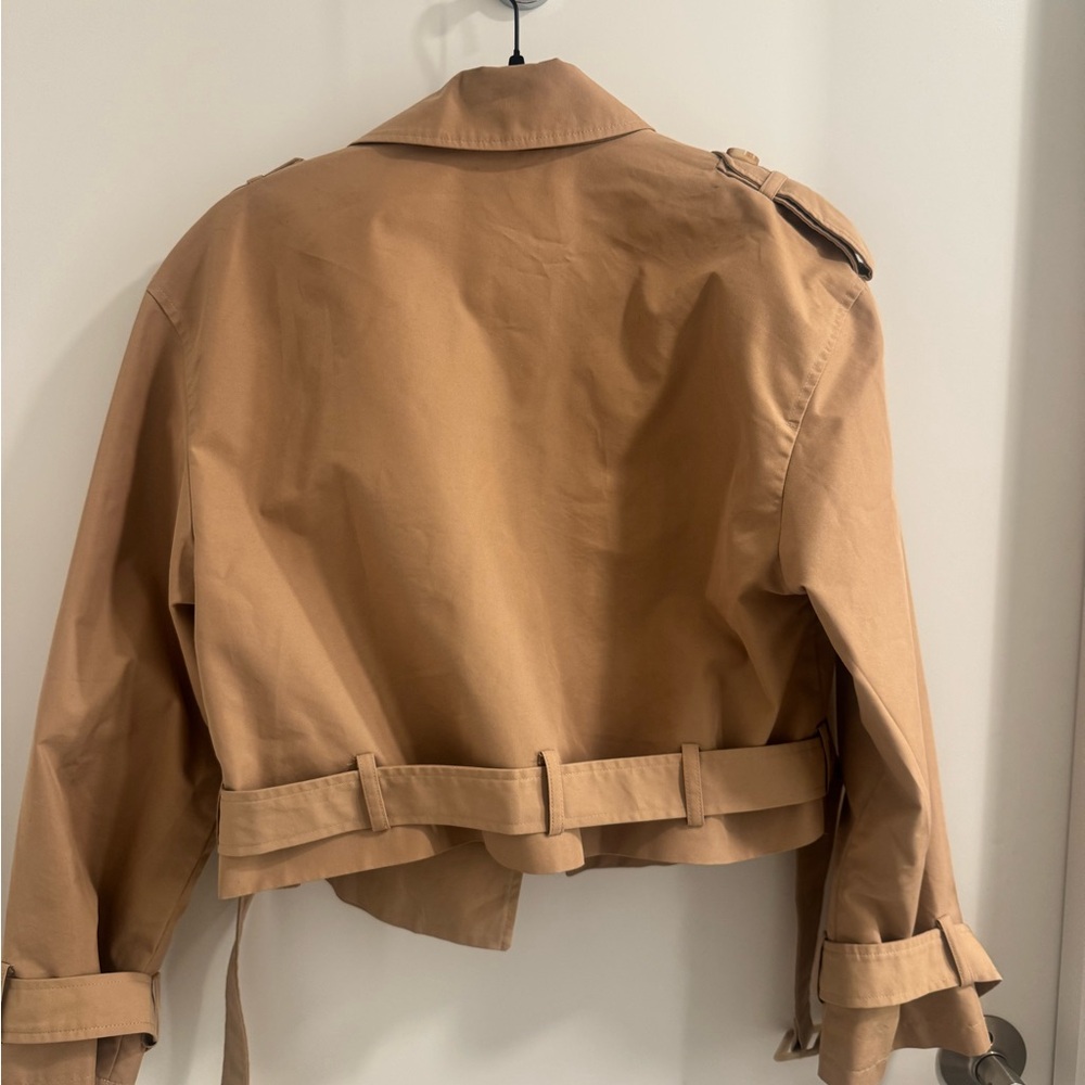 Tan Cropped Trench Coat - Picture 2 of 5